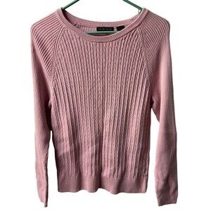 Jeanne Pierre Sweater Medium Pink Round Neck Pullover Ribbed Class Capsule